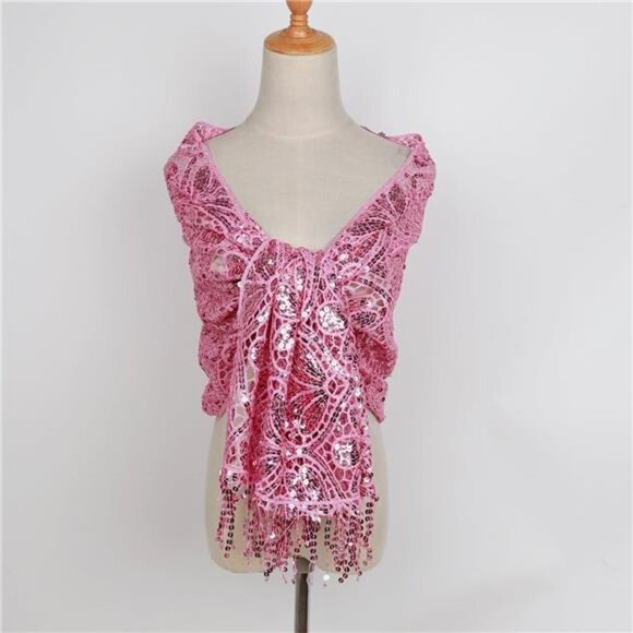 Glittering Scarf for Women Pink - Picture 3 of 7